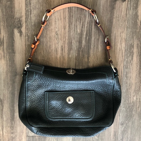 Vintage Black Leather Coach Purse - Picture 1 of 8